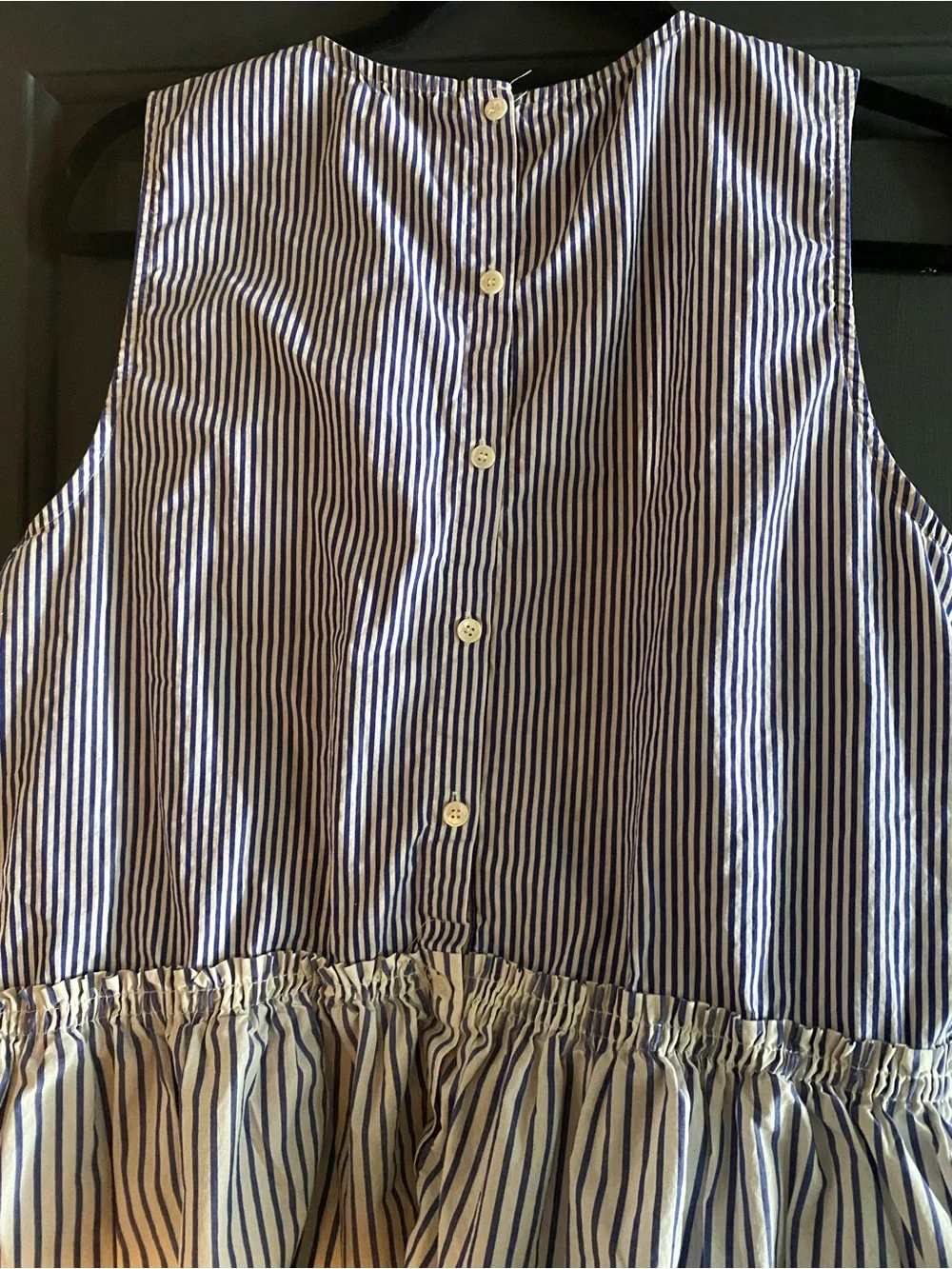 J. Crew Striped Sleeveless Peplum Top in Navy and White